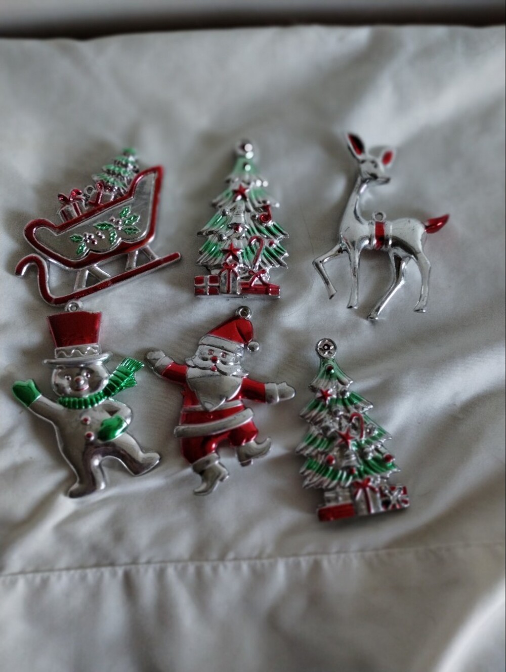 Holiday Christmas Ornaments Set - Red, Green, Silver